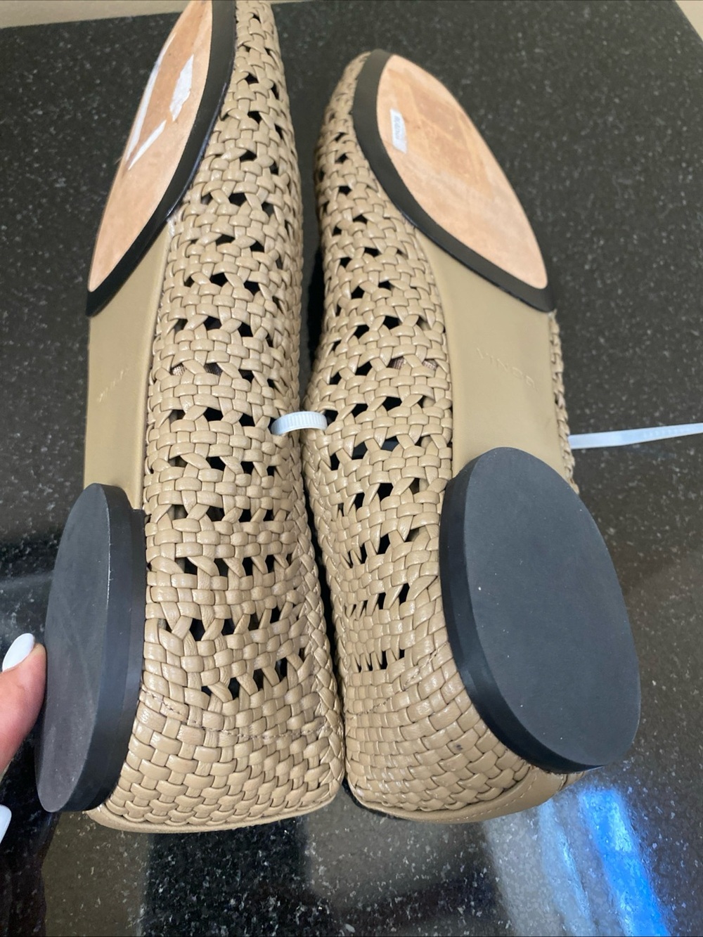 Vince Vivian Crochet Leather Mary Jane Flat Sz 8 could fit 8.5 Sandshell - Picture 9 of 11